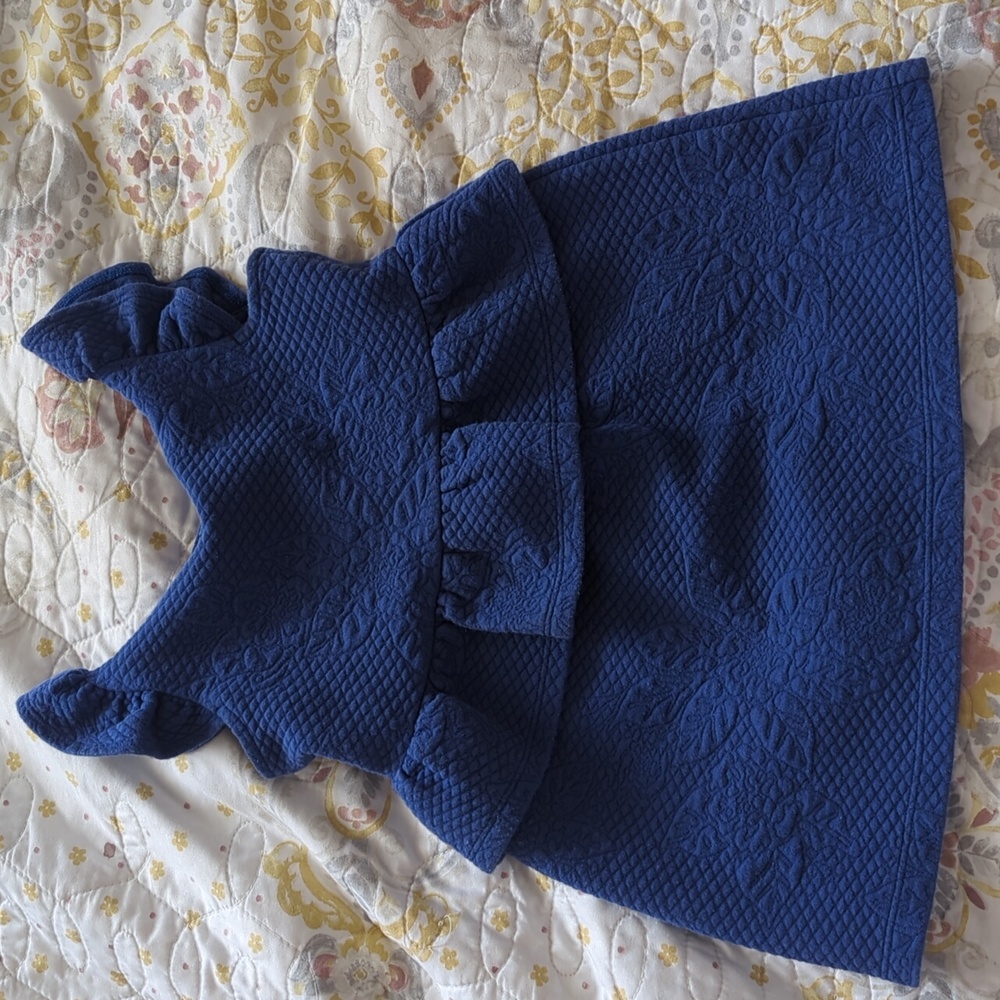 Janie and Jack blue jacquard dress in good condition size 2 t. 50% cotton